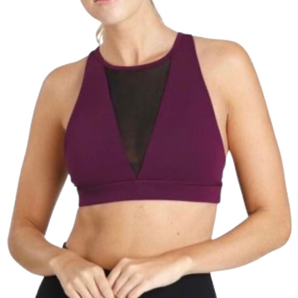 Kit and Ace Purple/Black Mesh Open-Back Sports Bra Size Medium